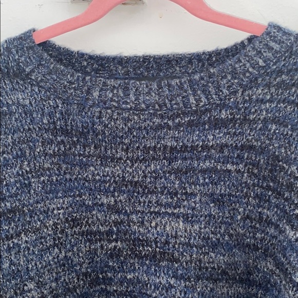 ZARA Wool Oversized Grandpa Boyfriend Sweater | marled Blue Knit Large - Picture 10 of 16